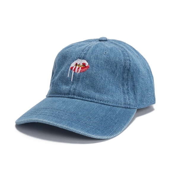 Kylie Cosmetics Accessories - Lips Dad Hat in Denim - The Kylie Shop